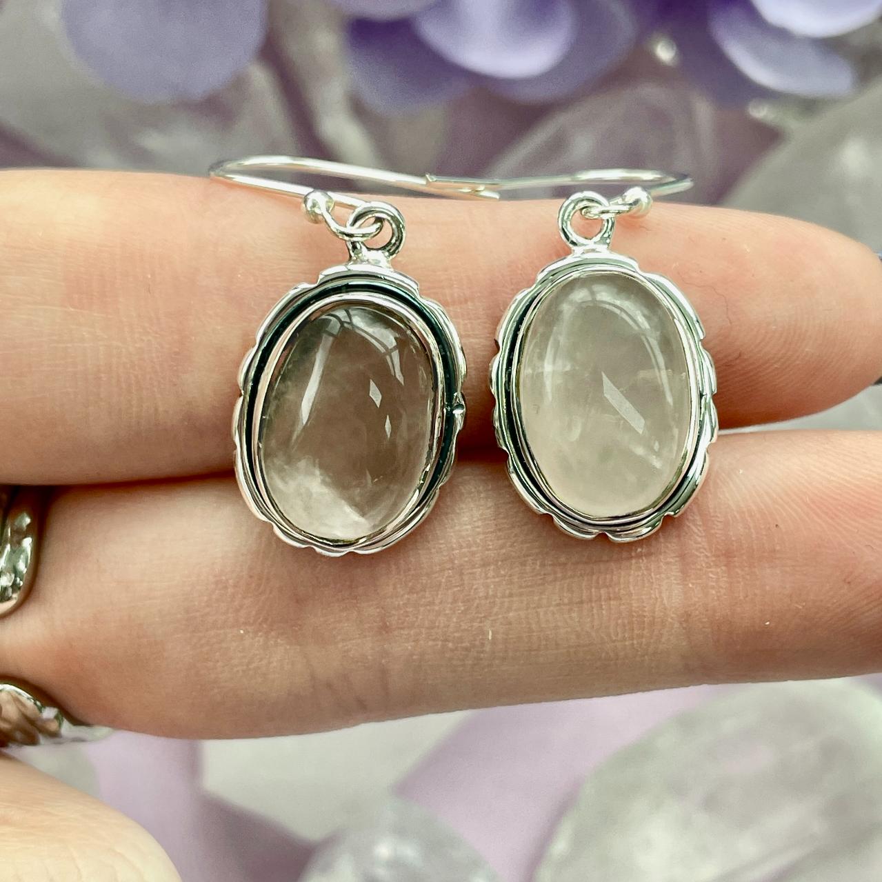 Sterling Silver Earrings - Rose Quartz - 07