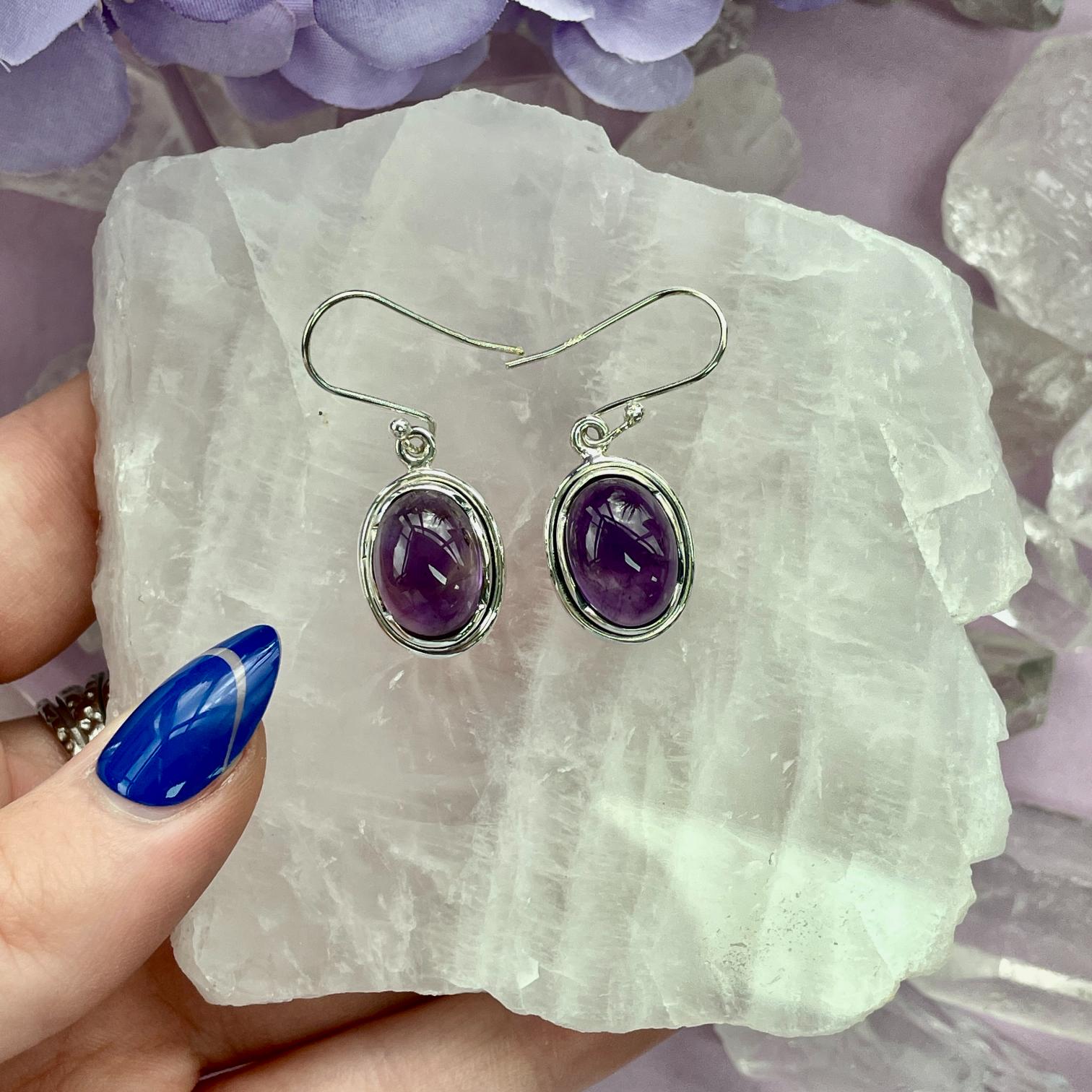 Sterling Silver Earrings - Amethyst - 12