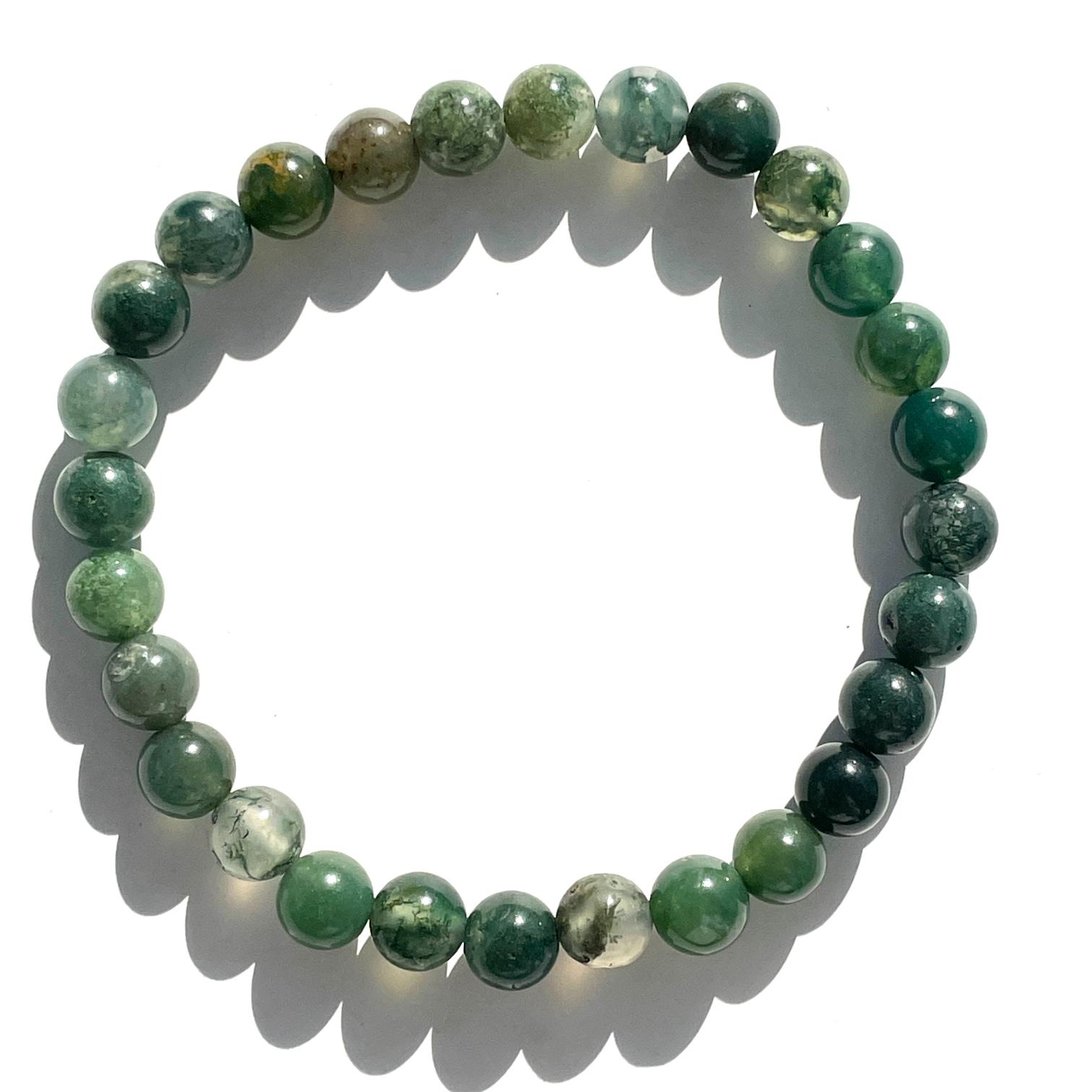 Moss Agate Beads Bracelet 6mm