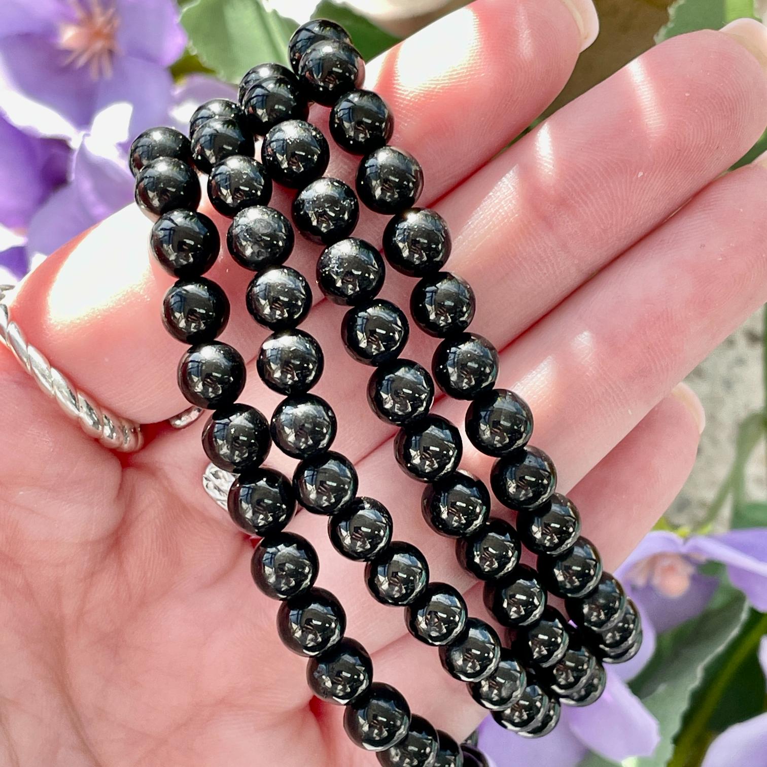 Jet Beads Bracelet 6mm