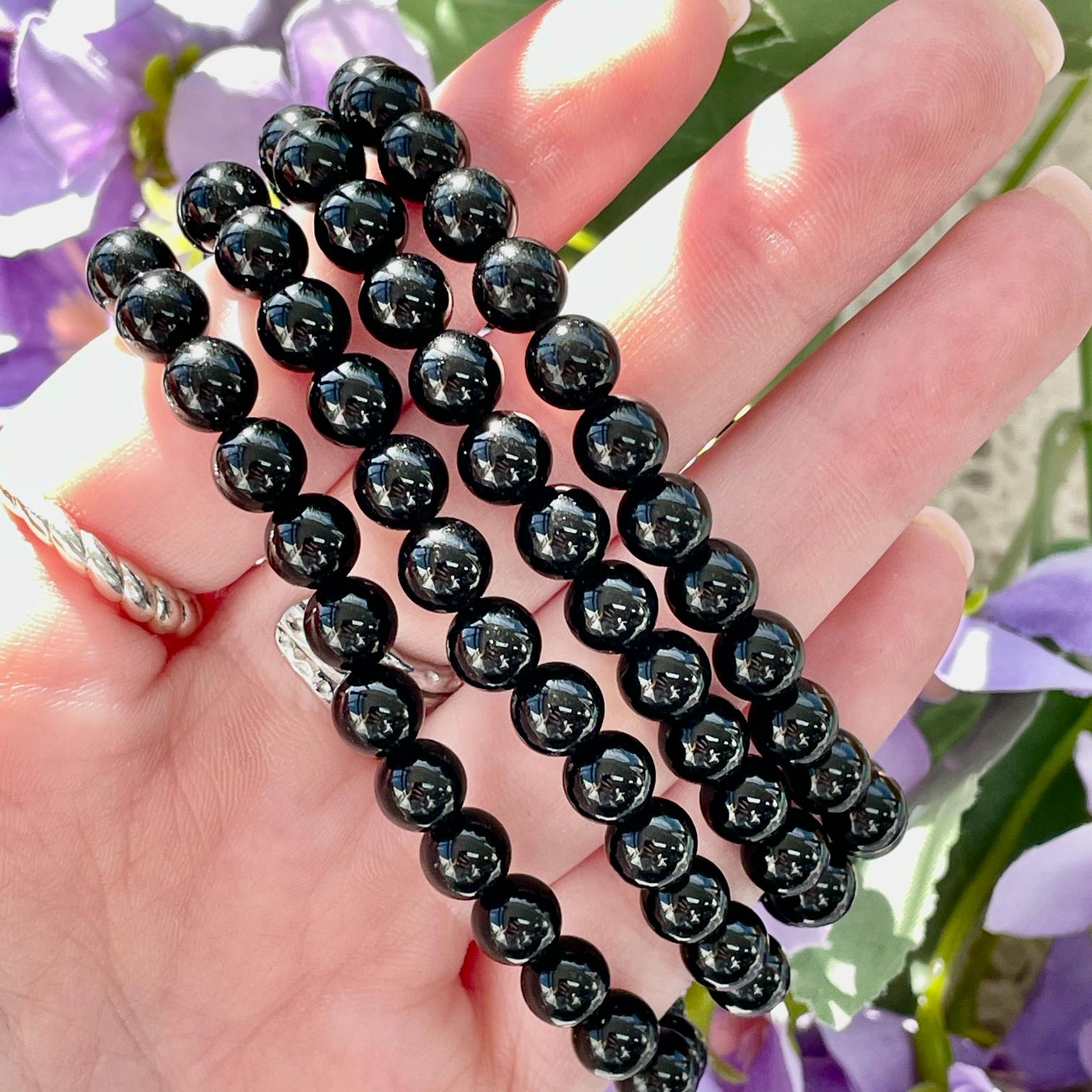 Obsidian Beads Bracelet 6mm