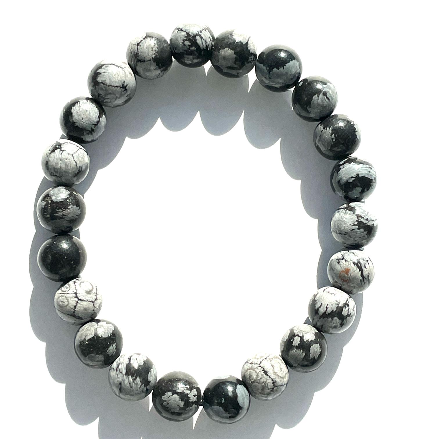 Snowflake Obsidian Beads Bracelet