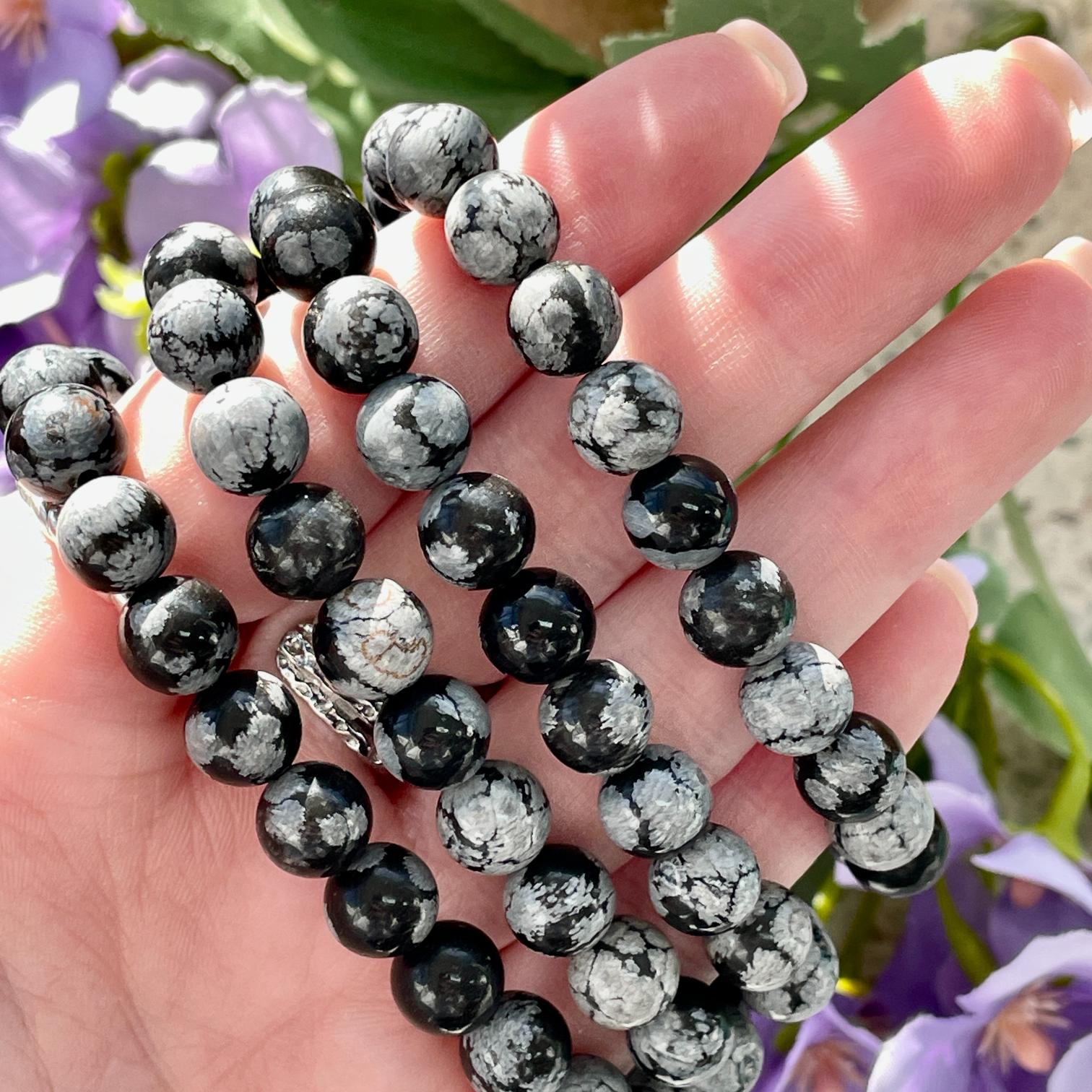 Snowflake Obsidian Beads Bracelet