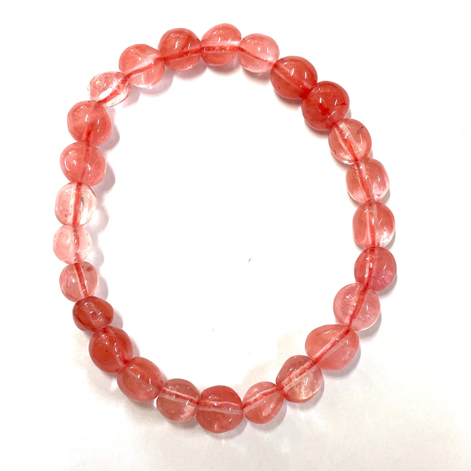 Strawberry Obsidian Beads Bracelet