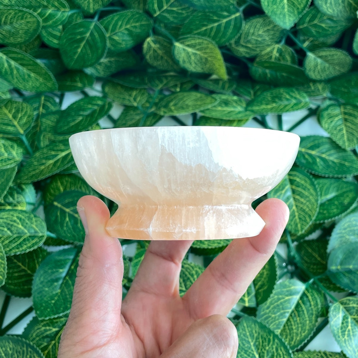 Selenite Orange Bowl With Stand - 10cm