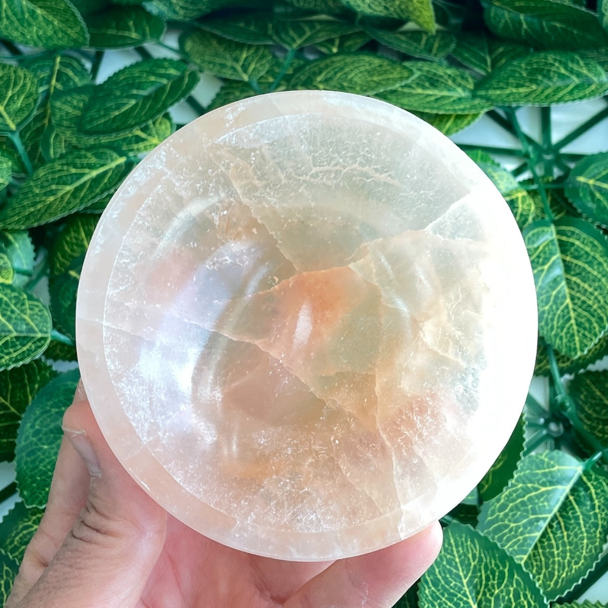 Selenite Orange Bowl With Stand - 10cm