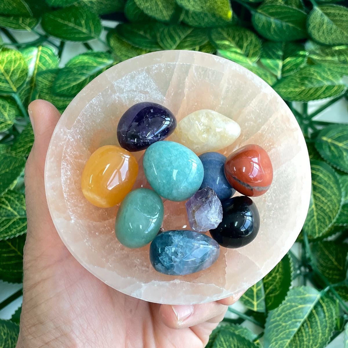 Selenite Orange Bowl With Stand - 10cm