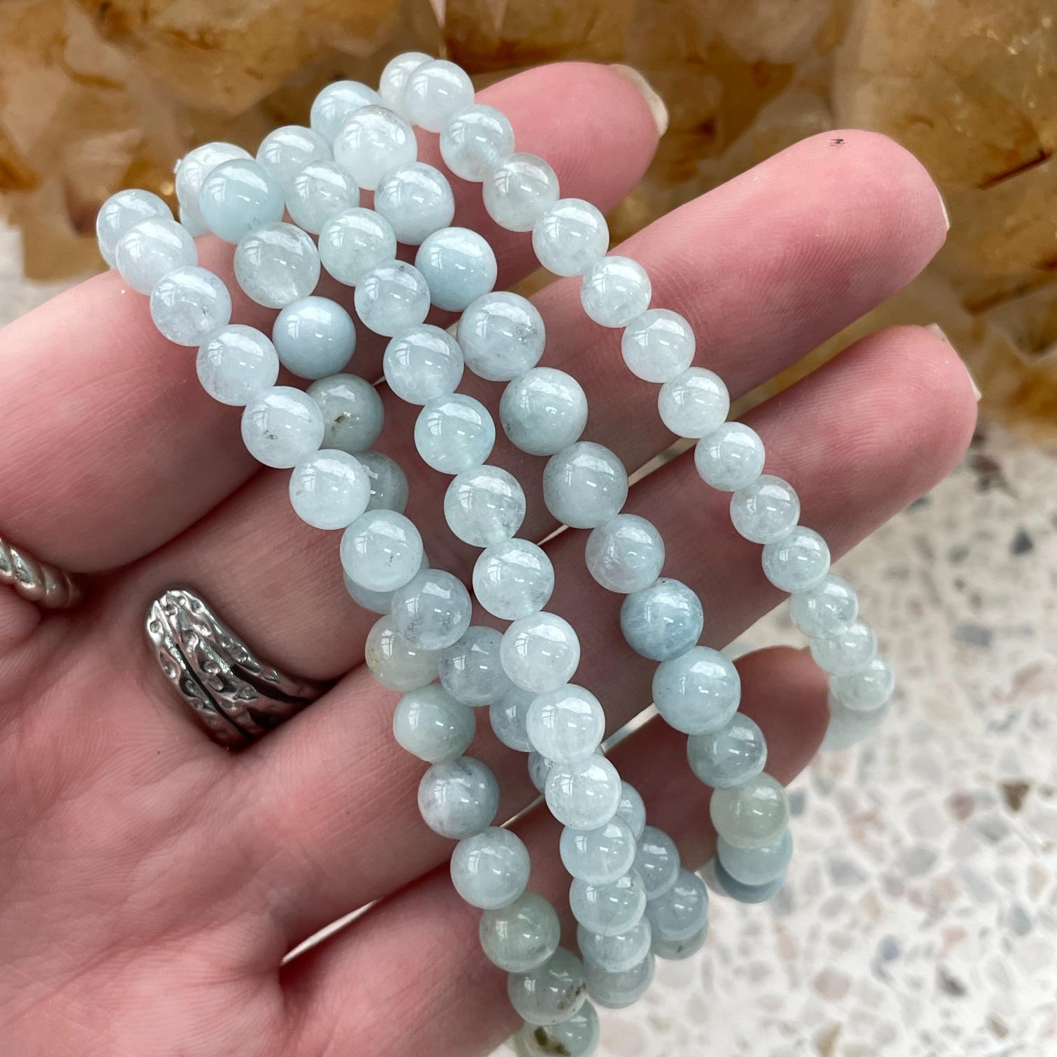 Aquamarine Beads Bracelet 6mm