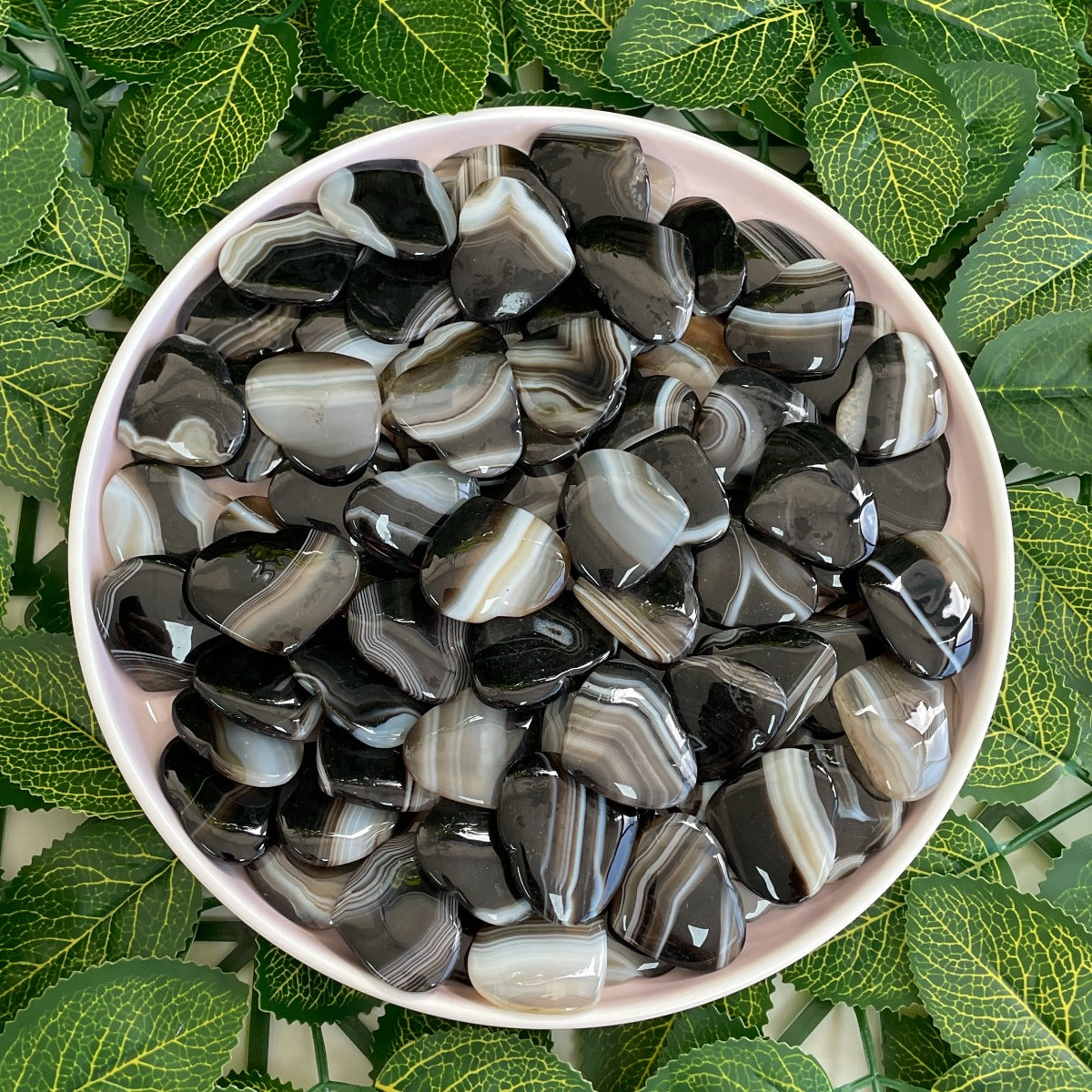 Black Agate Heart - 1pc