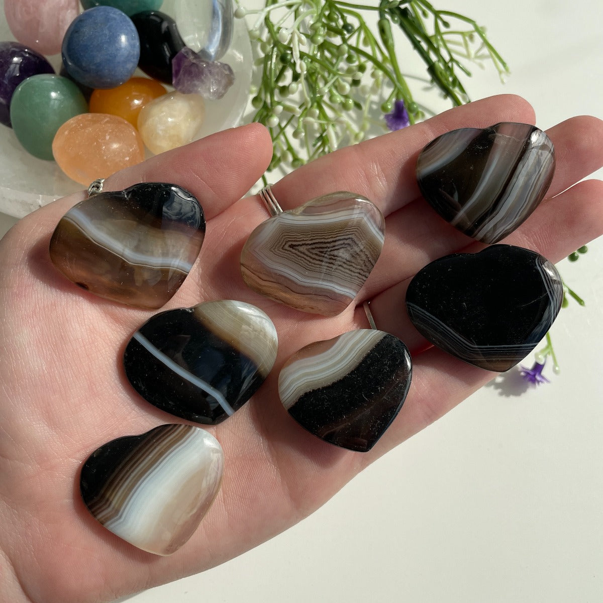 Black Agate Heart - 1pc