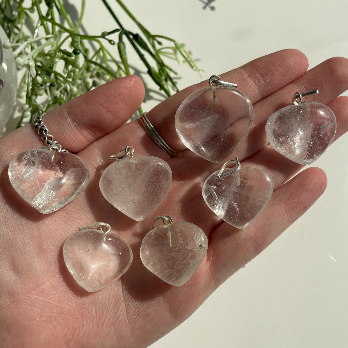 Clear Quartz Heart Pendant - 1pc