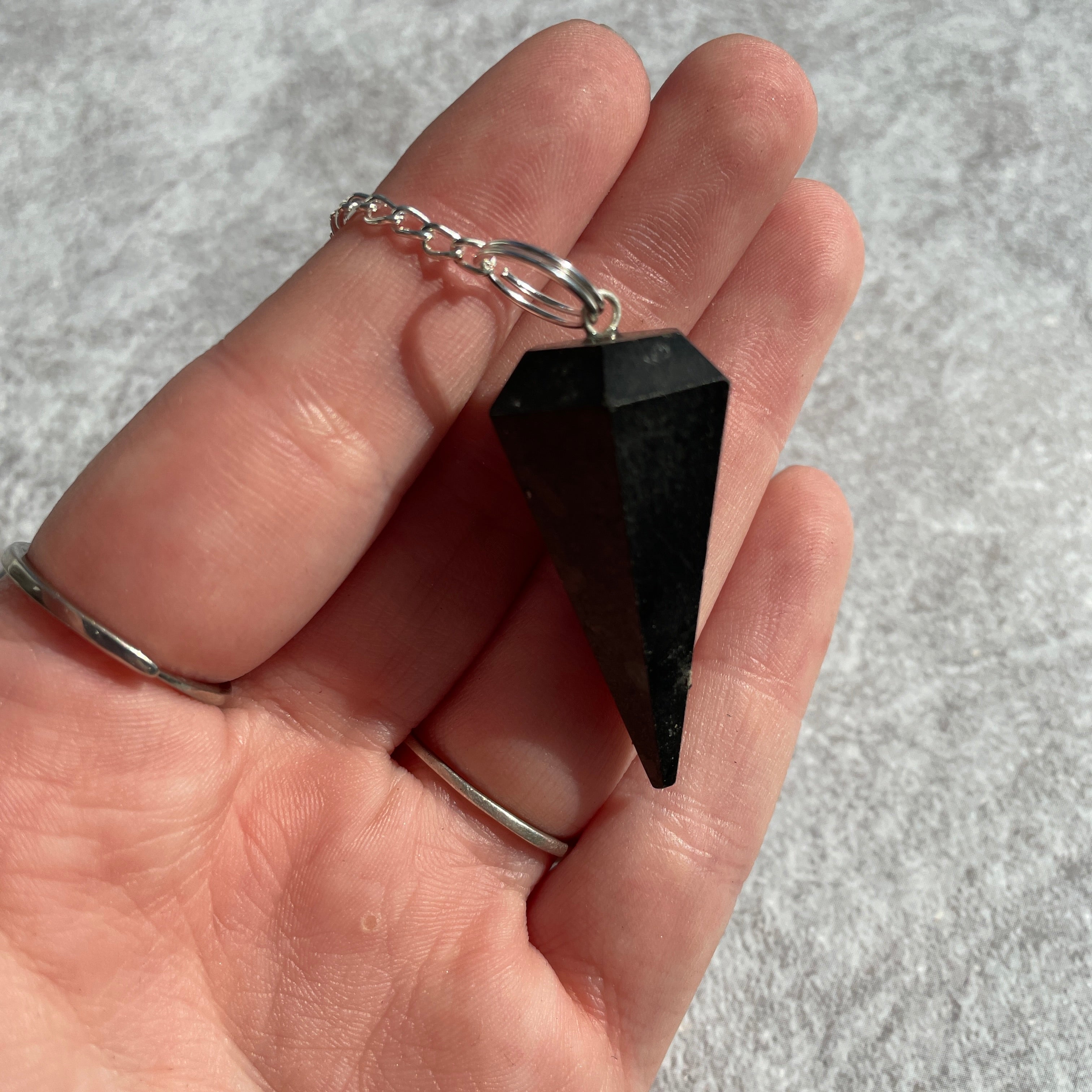 Black Tourmaline Faceted Pendulum