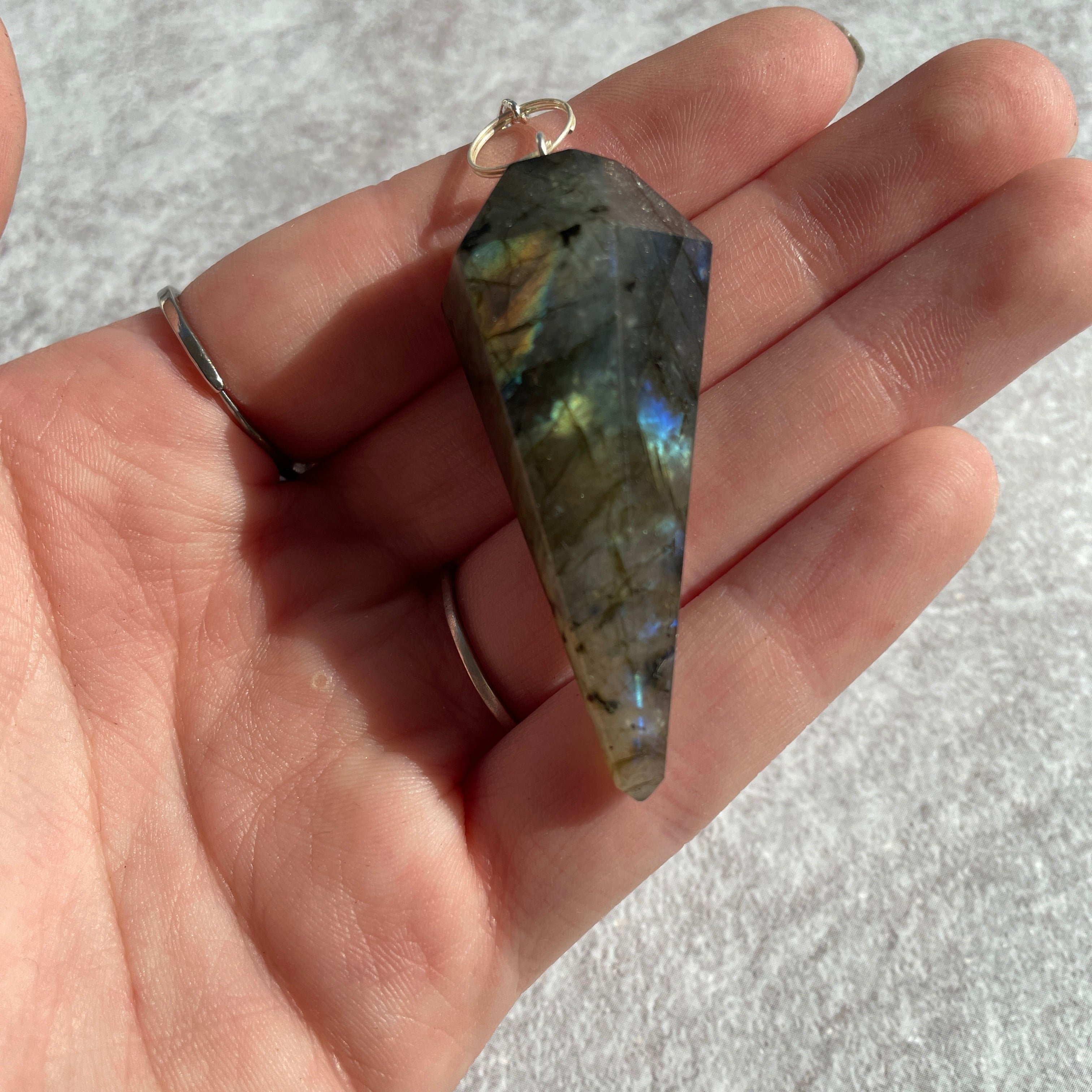 Labradorite Faceted Pendulum