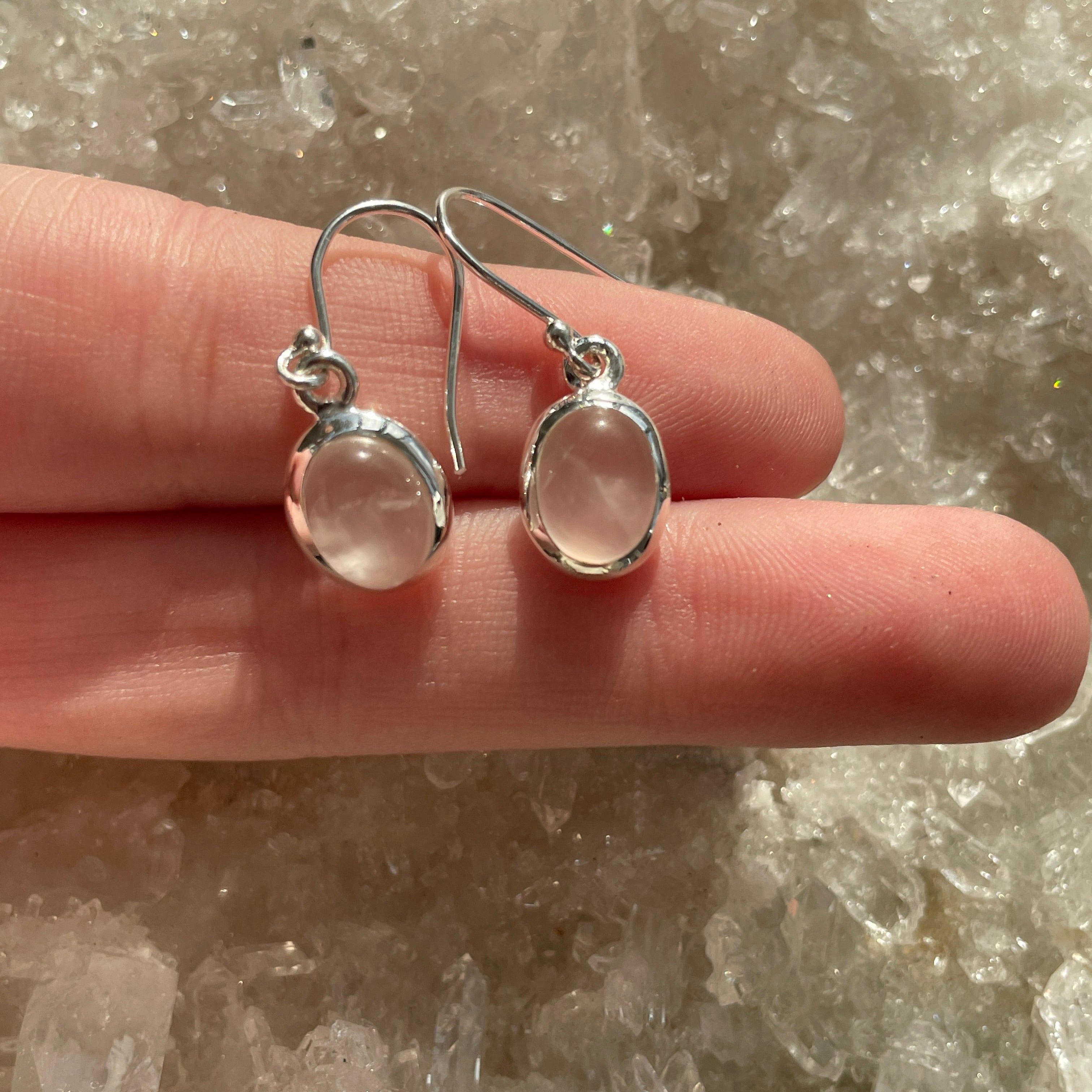 Sterling Silver Earrings - Rose Quartz - 02