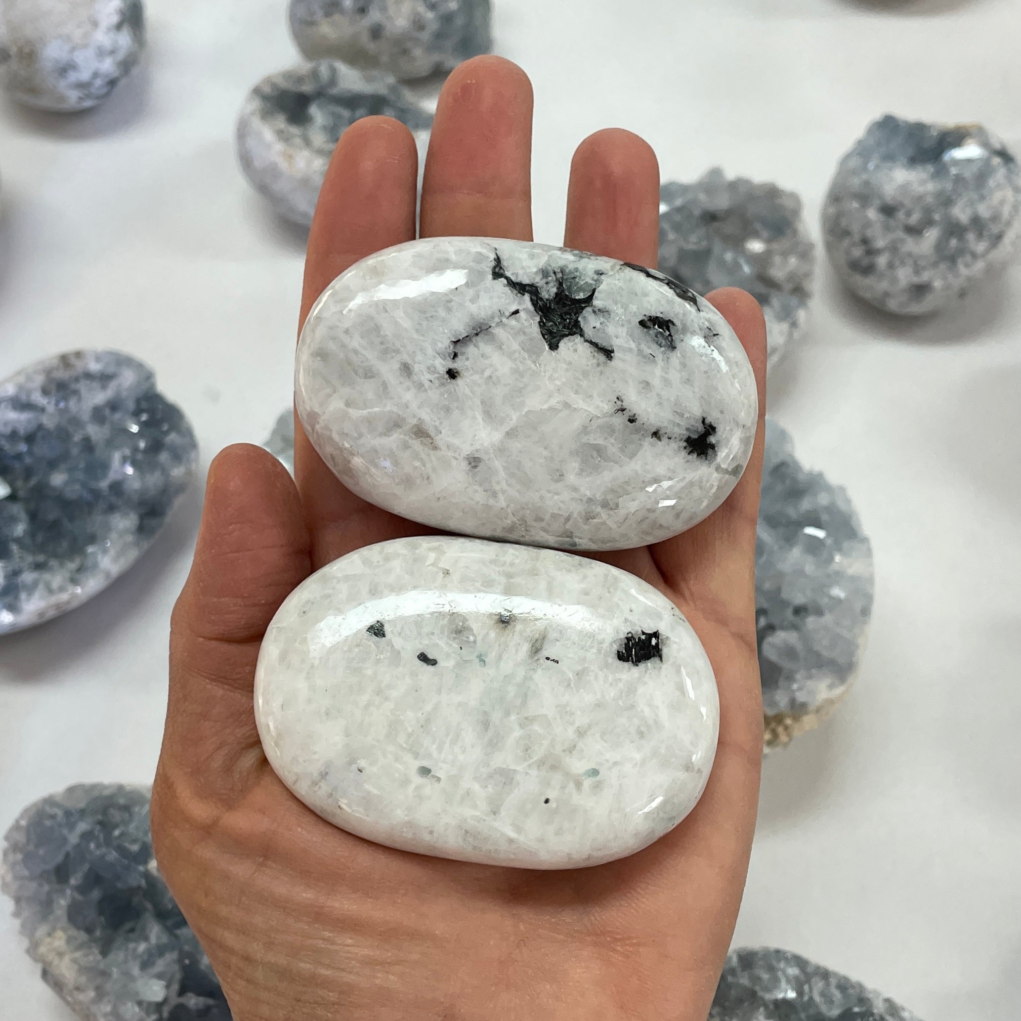 Rainbow Moonstone - Palm Stone - 5cm