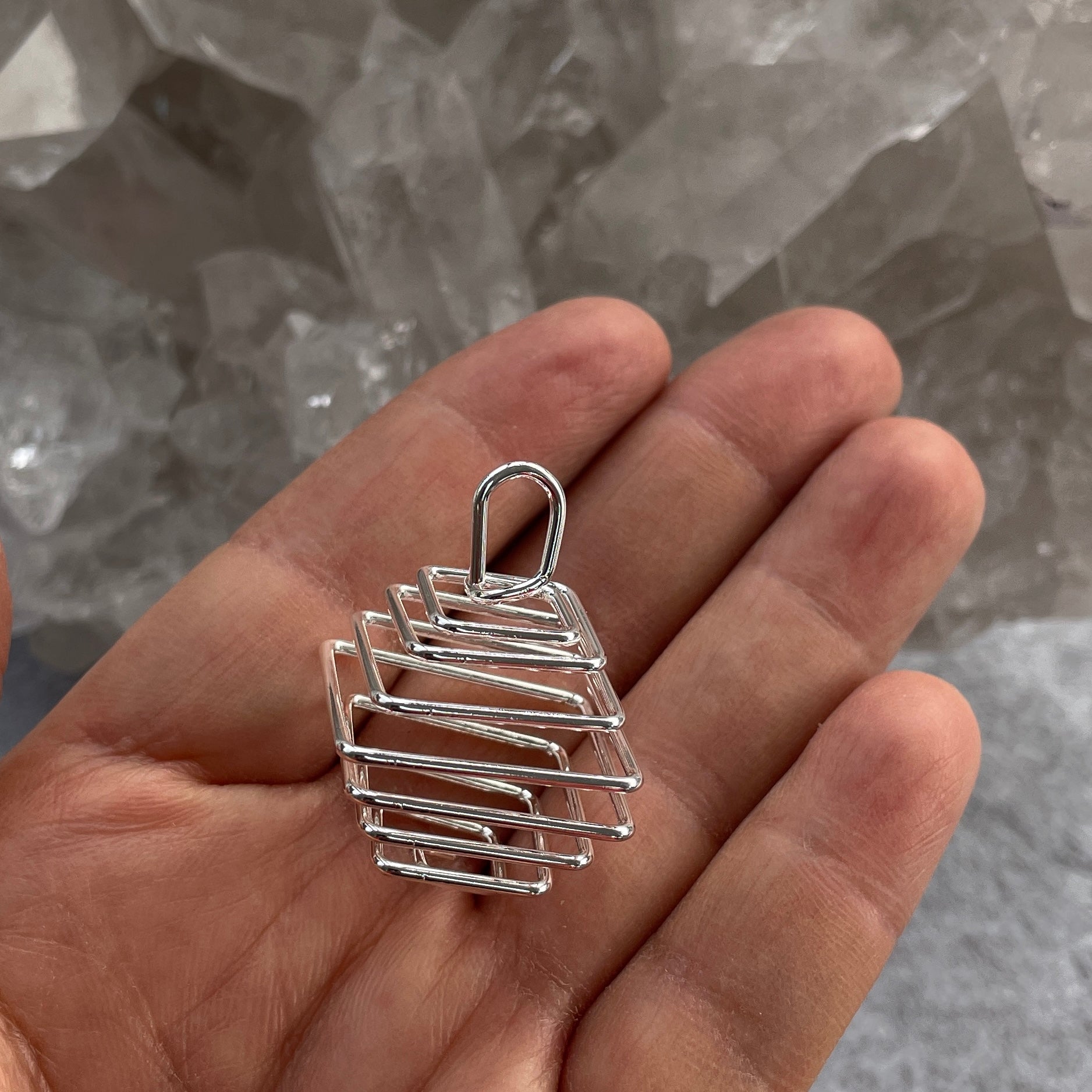 Cage Pendant Silver - Square - 1pc