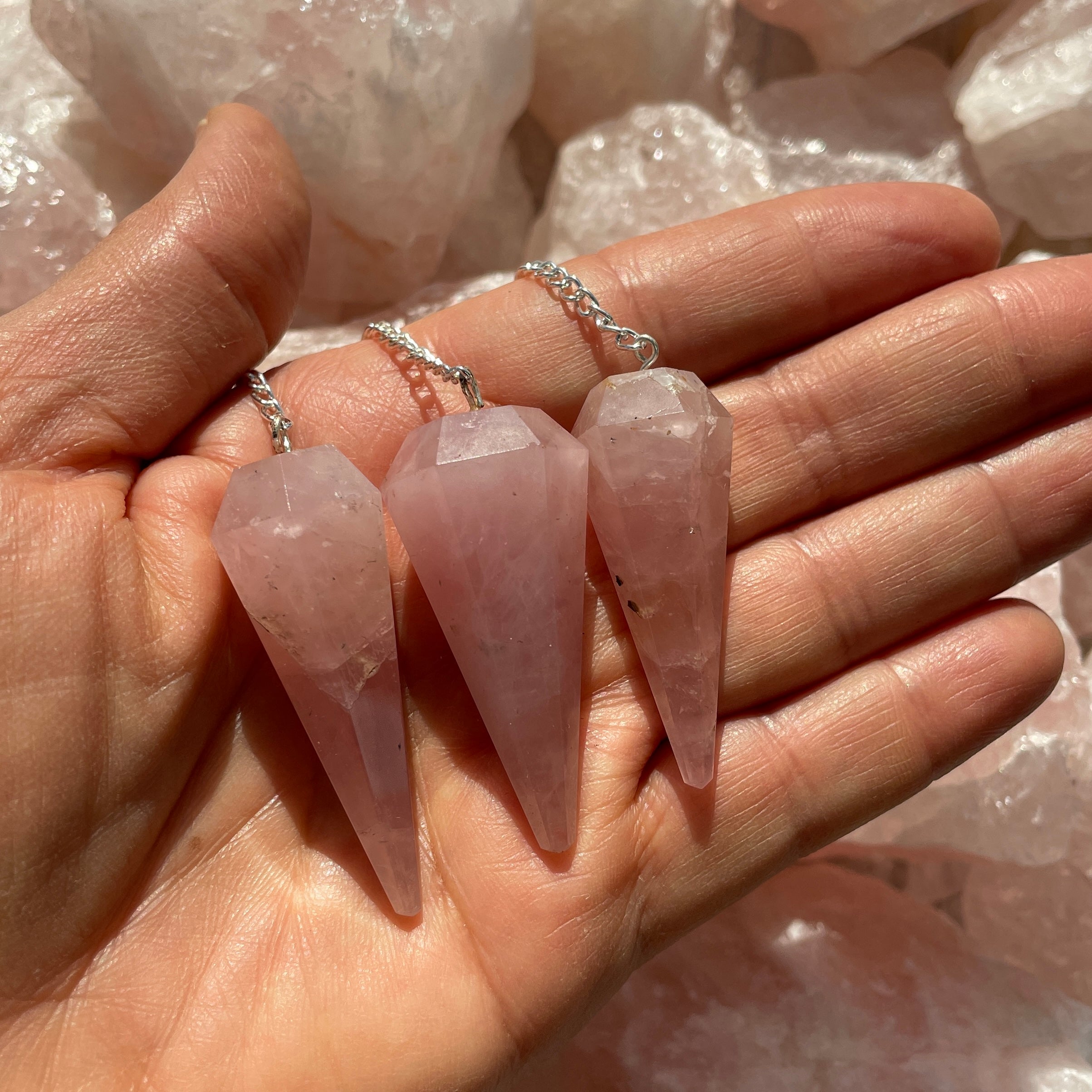Rose Quartz - Faceted Pendulum
