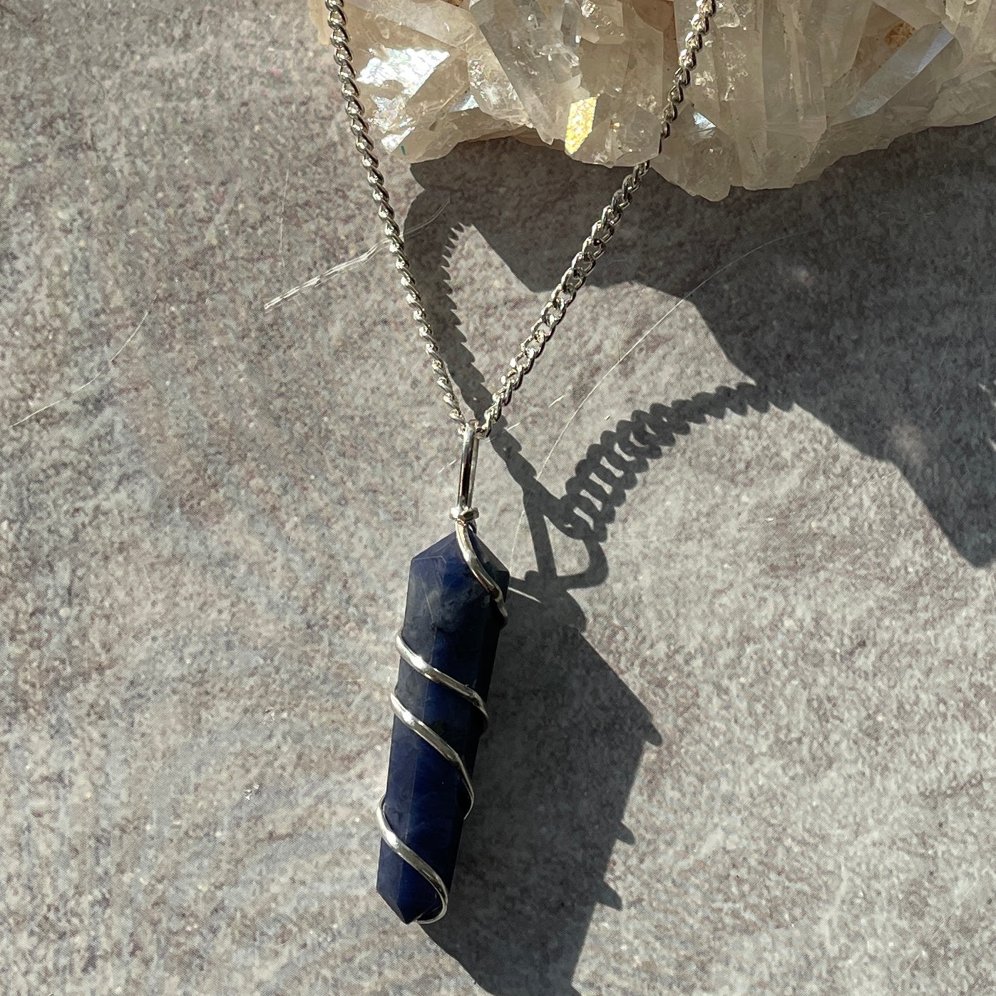 Sodalite - Wire Wrapped DT Point Pendant