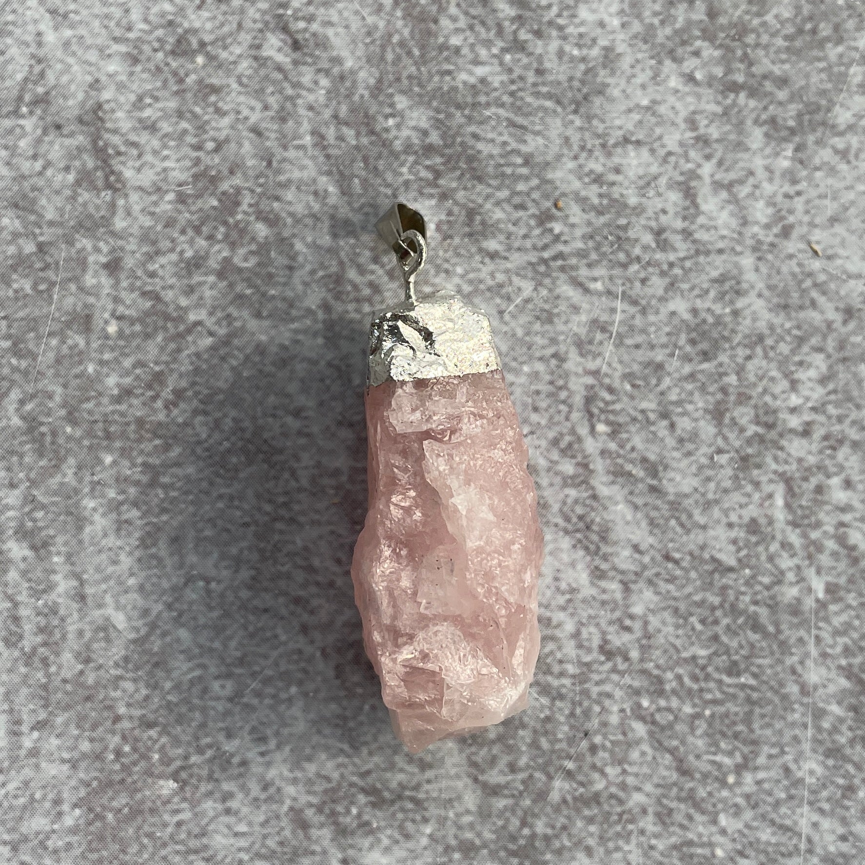 Rose Quart Rough Capped Pendant
