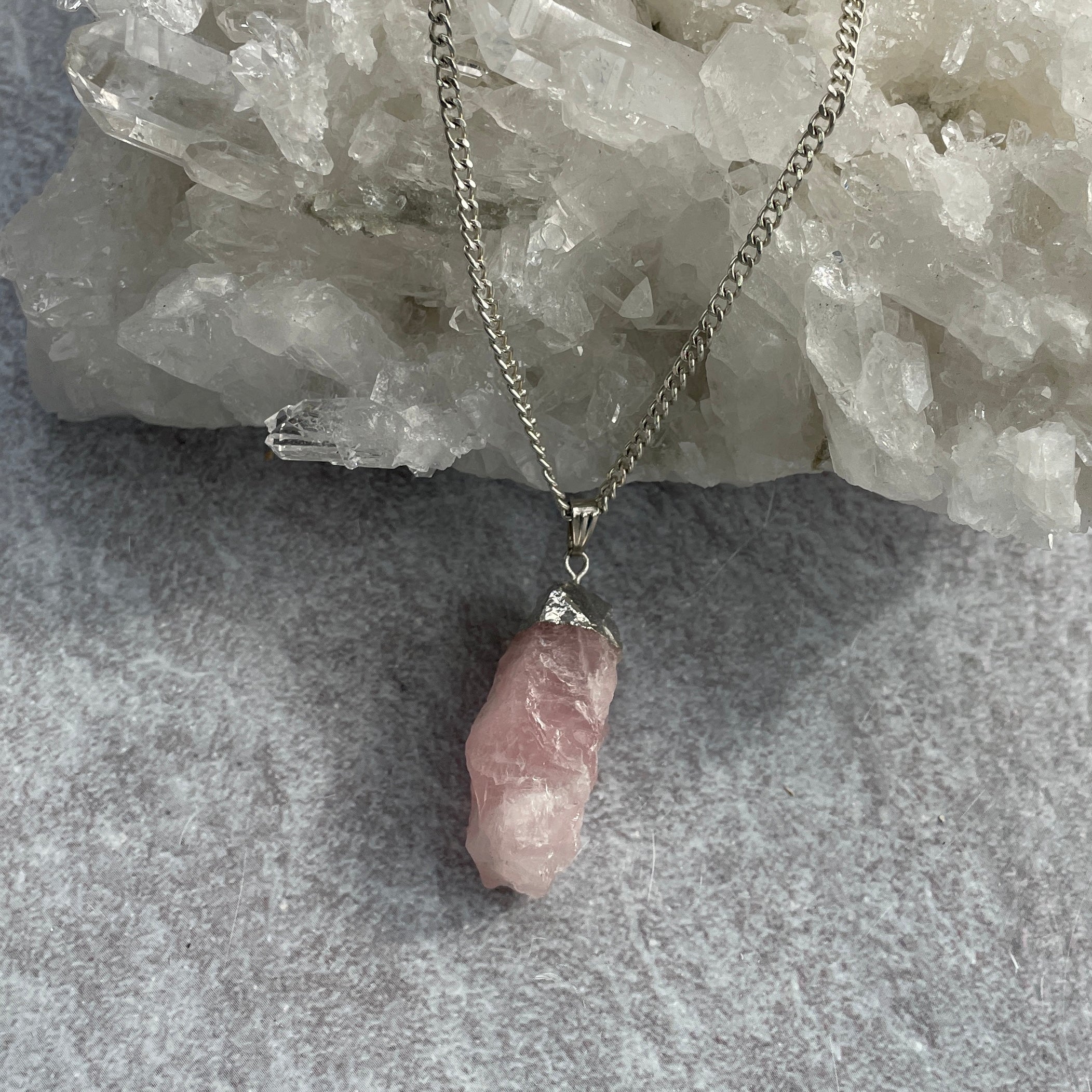 Rose Quart Rough Capped Pendant