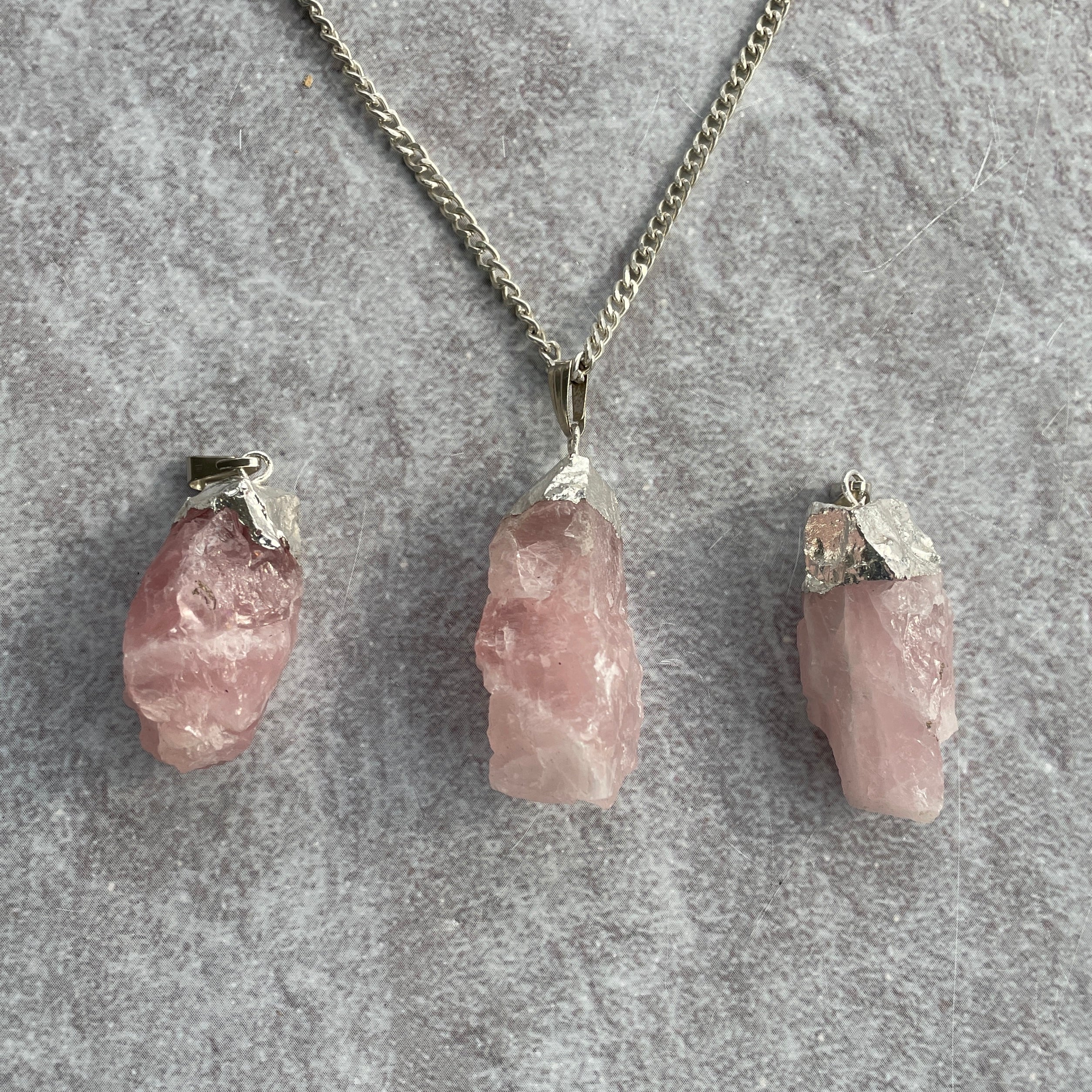 Rose Quart Rough Capped Pendant