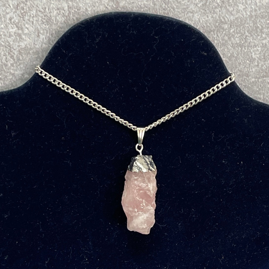 Rose Quart Rough Capped Pendant