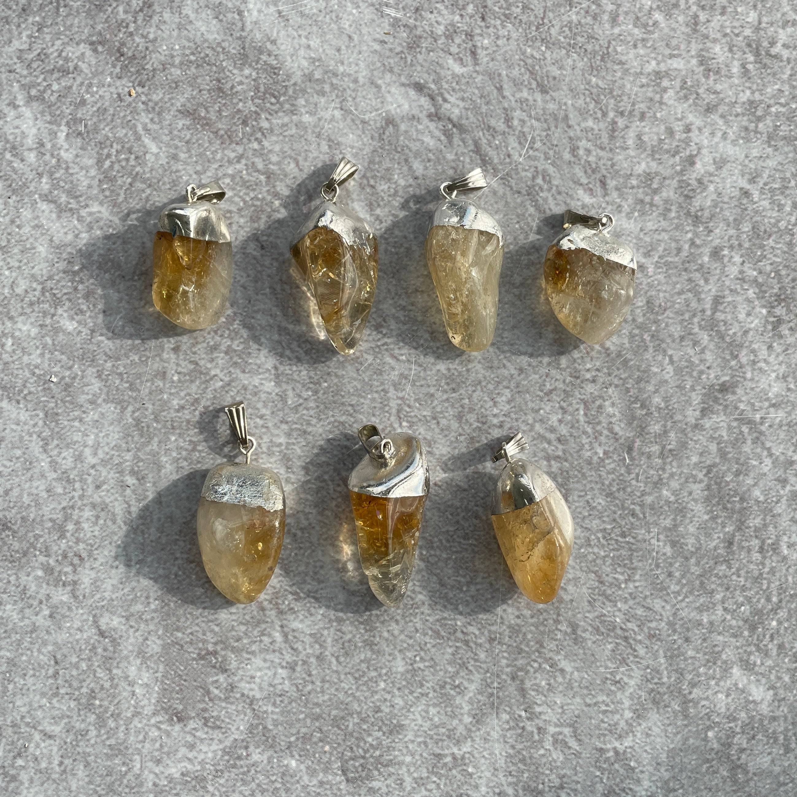 Citrine Tumbled Capped Pendant