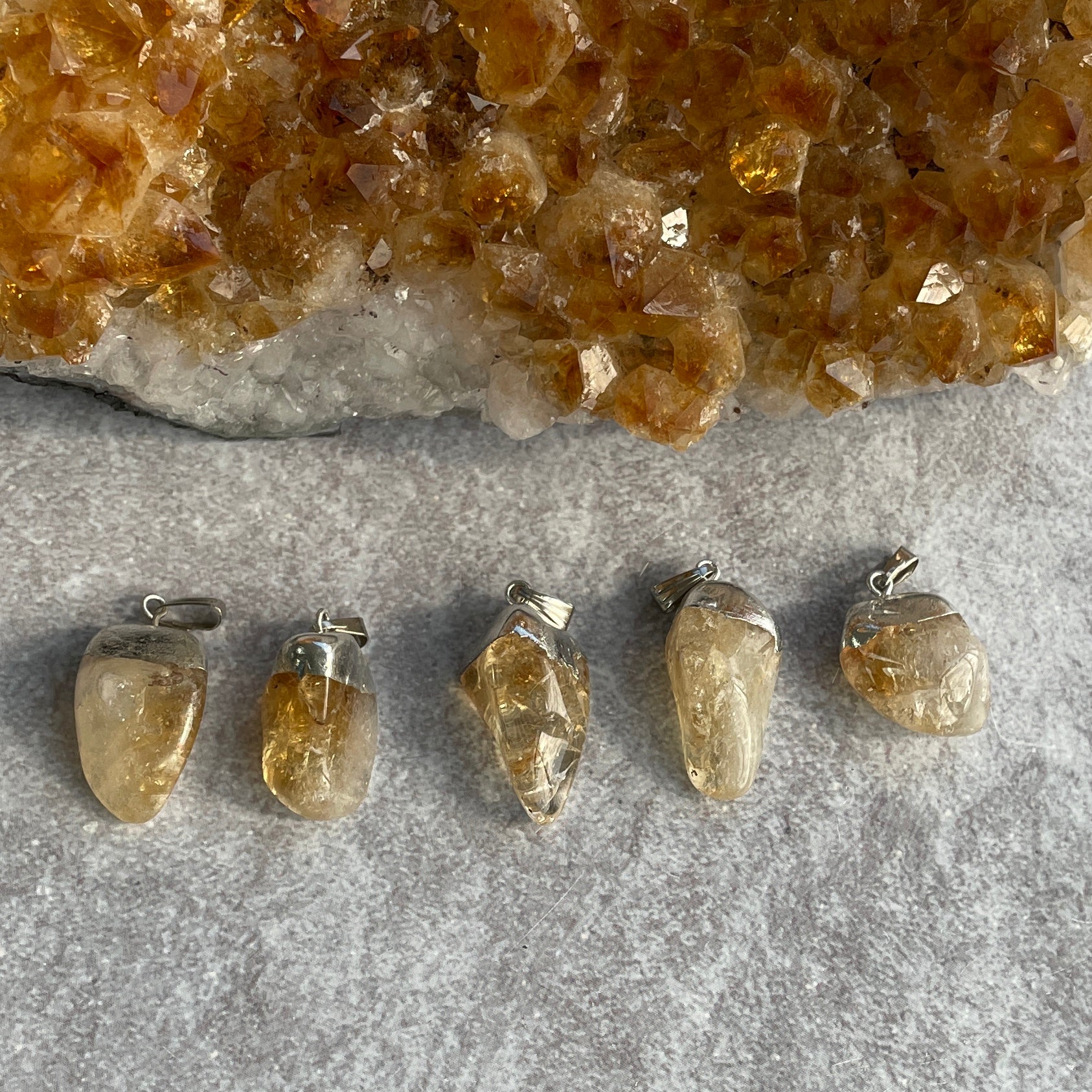 Citrine Tumbled Capped Pendant