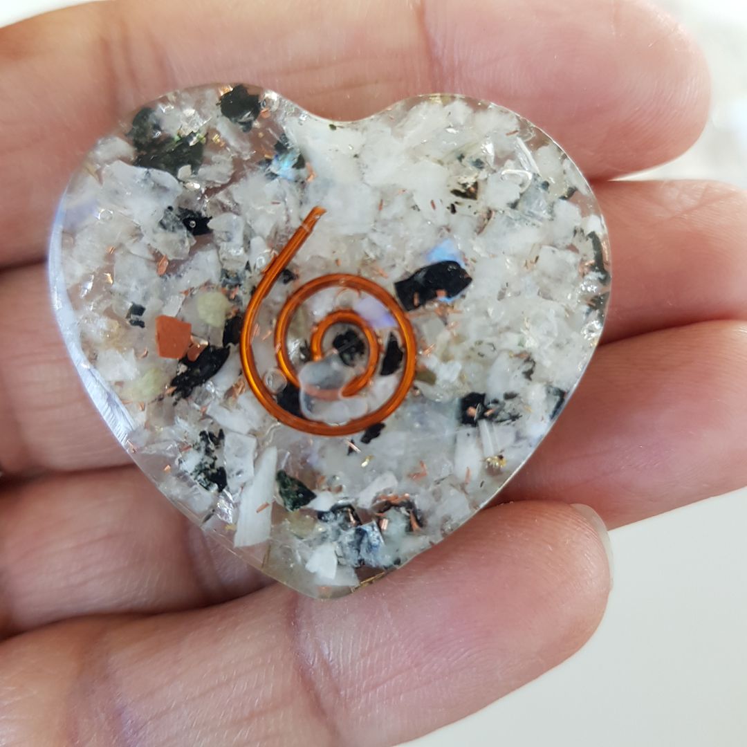 Orgonite Heart - Rainbow Moonstone - SM
