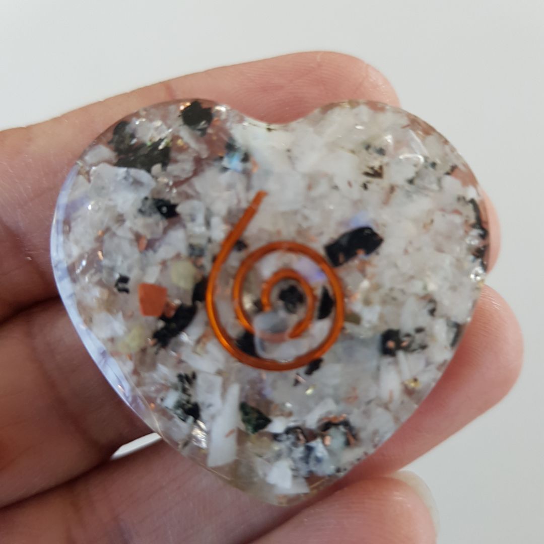Orgonite Heart - Rainbow Moonstone - SM