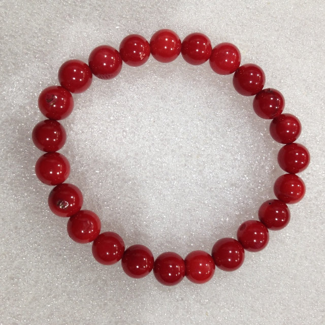 Red Coral (Reconstituted)-Beads Bracelet - 8mm