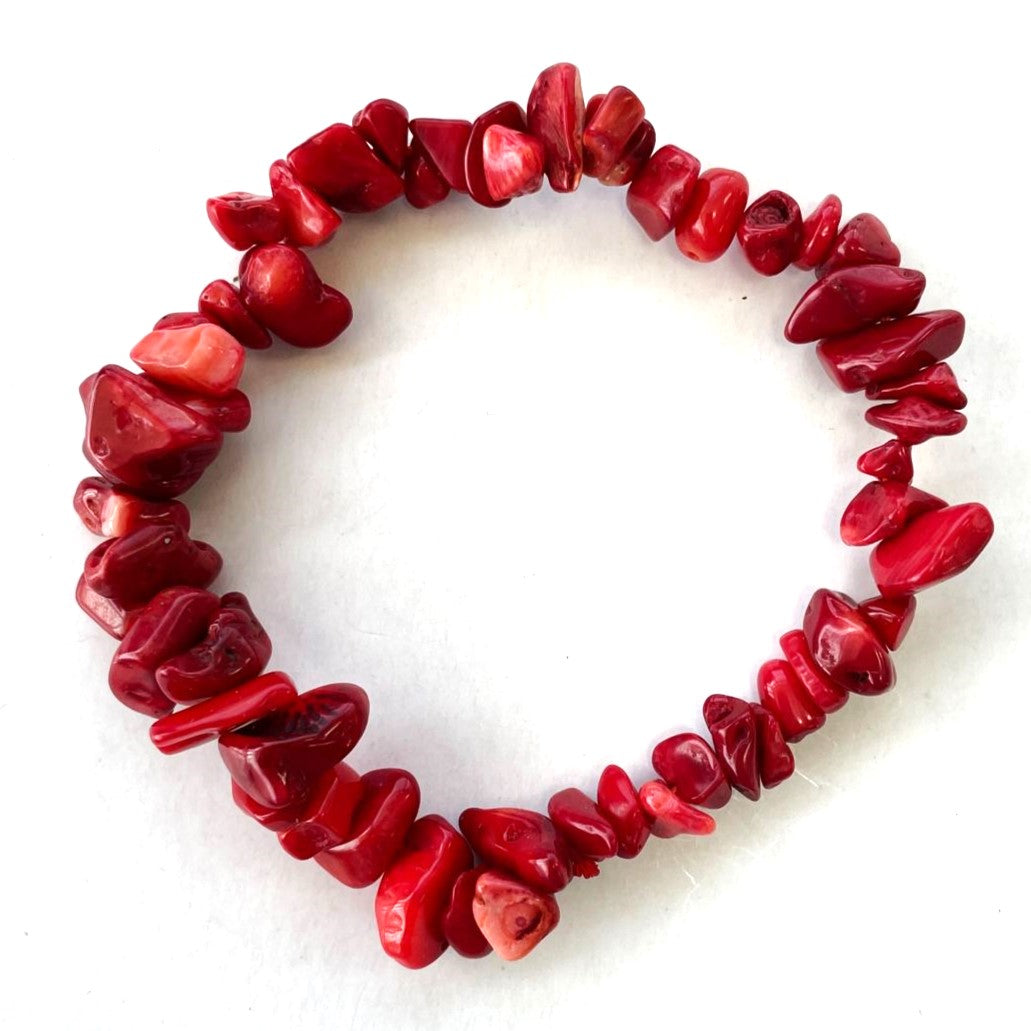 Red Coral Chip Bracelet