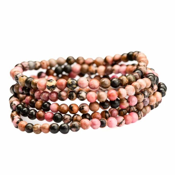 Rhodonite - Bead Bracelet - 4mm
