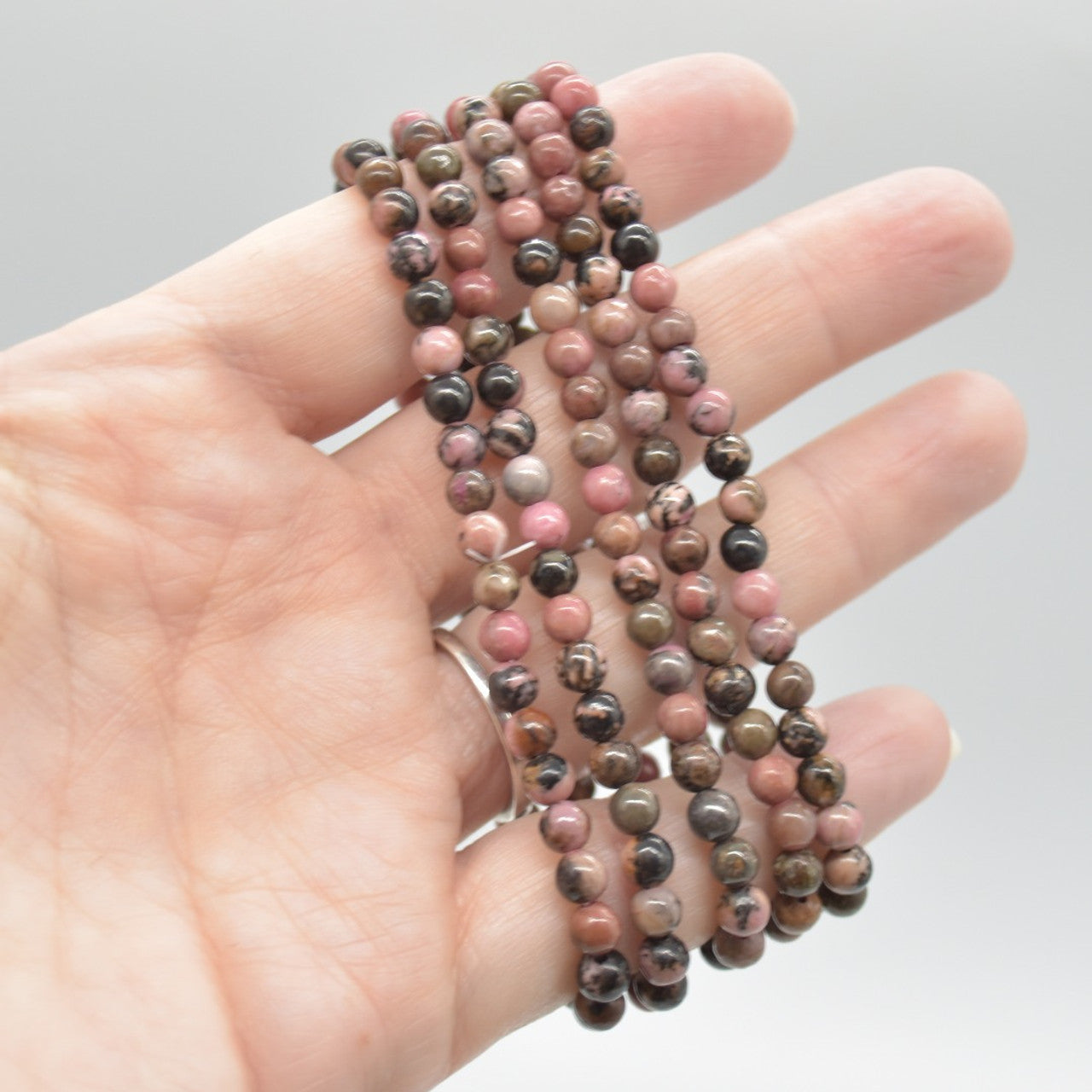 Rhodonite - Bead Bracelet - 4mm