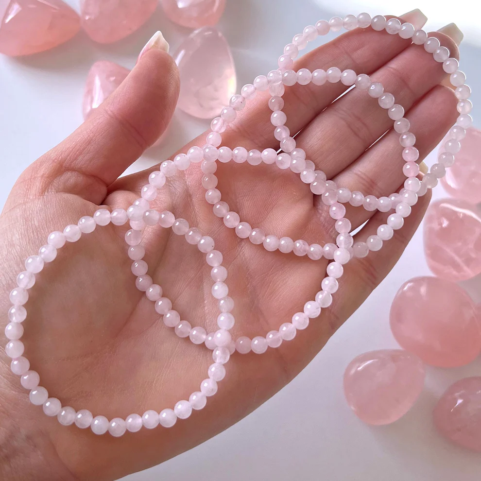 Rose Qtz - Bead Bracelet - 4mm